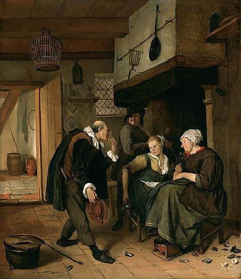 Jan Steen Oude Vrijer - Jonge Meid oil painting image
